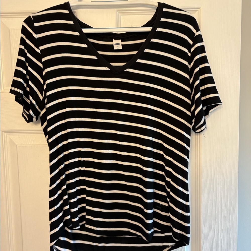 Old Navy Black and White Striped Tee